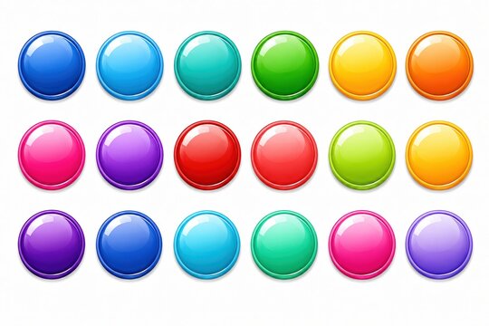 Set of colorful glossy circular buttons for web and graphic design