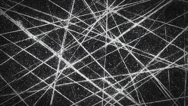 Abstract black and white scratched surface texture with grunge distressed lines pattern background