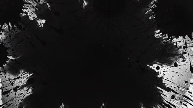 Abstract black ink splatter on white background artistic creative design