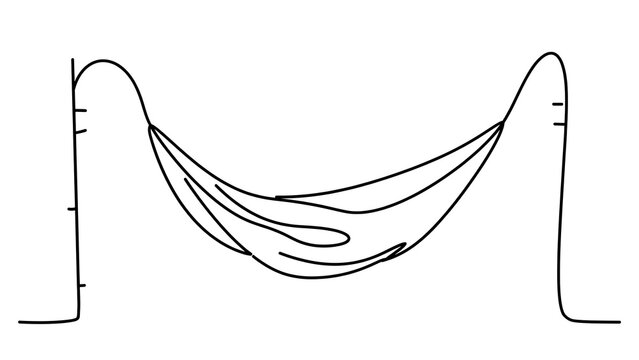 Hanging fabric folds illustration white background.