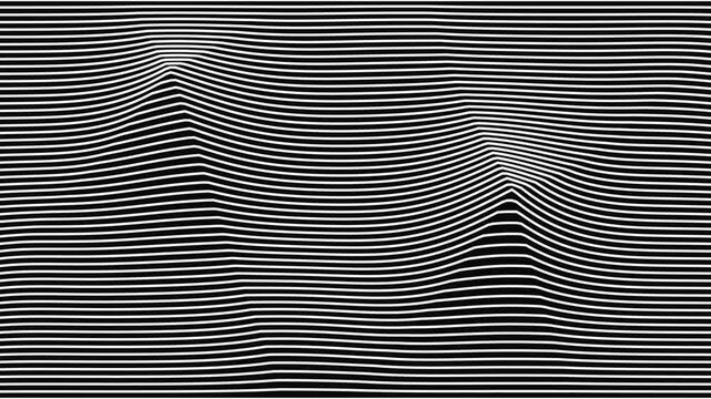 Abstract monochrome background with undulating parallel horizontal line patterns