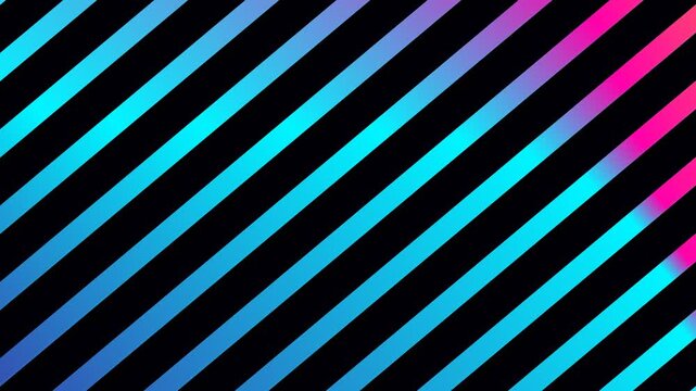 Vibrant diagonal neon stripes with a dynamic color gradient on black background