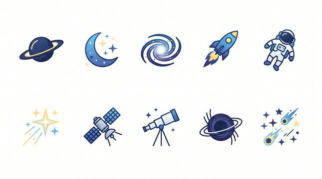 vector illustration universe icons