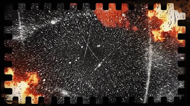 Dramatic fire explosion with bright orange flames and sparks captured in dark background