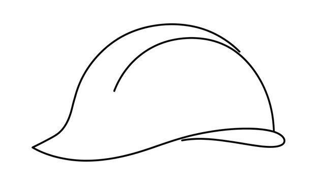 Hard hat outline illustration white background.