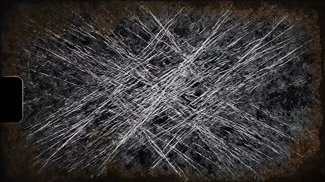 Abstract scratched metal surface with rust and intersecting white lines texture background