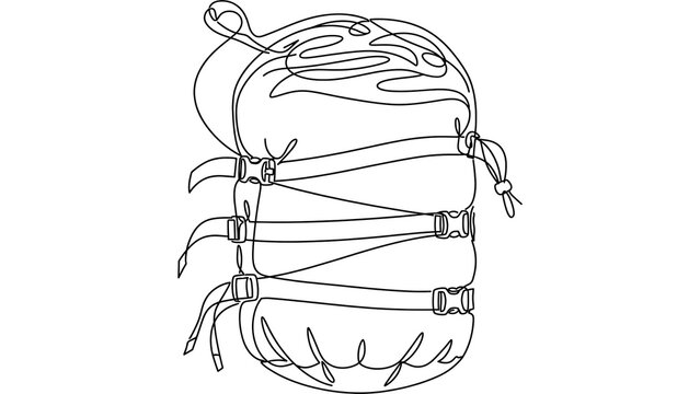 Illustrated backpack sketch on white background.