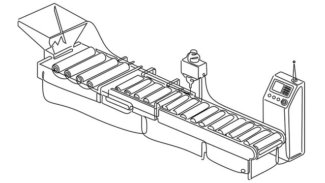 Industrial conveyor system white background.