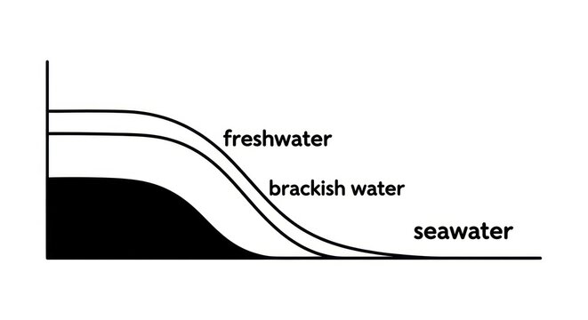Freshwater Brackish Seawater Density Layers Diagram.