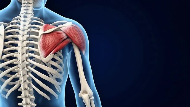 3D Medical Illustration of Posterior Shoulder Muscles and Scapula Anatomy