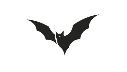 Fototapeta premium Flying black bat silhouette with outstretched wings isolated on a white background symbolizing halloween and night.