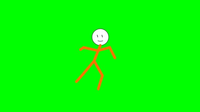 A 2D animation features an orange stick figure floating amidst multiple retro computer error and system alert dialog boxes against a green screen background