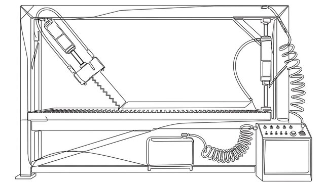 Industrial metal cutting machine white background.