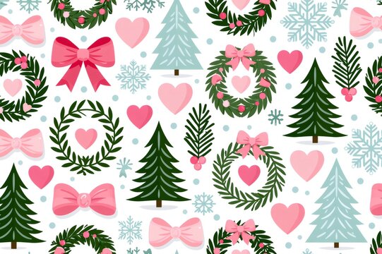 Seamless Christmas pattern with winter holiday elements