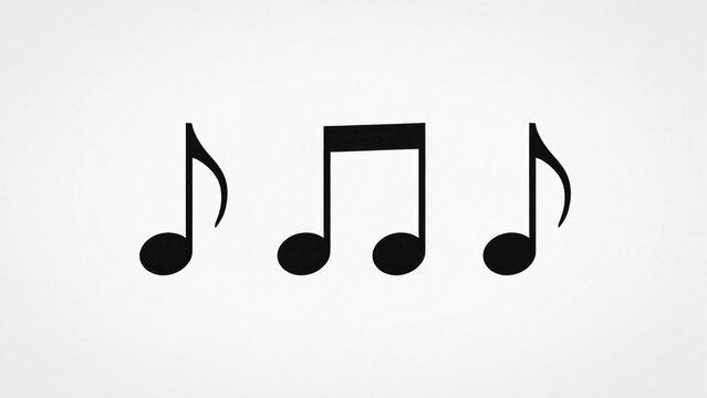 Minimalist black music notes on white background. Simple musical notation icons. Graphic eighth note and beamed notes for audio design.