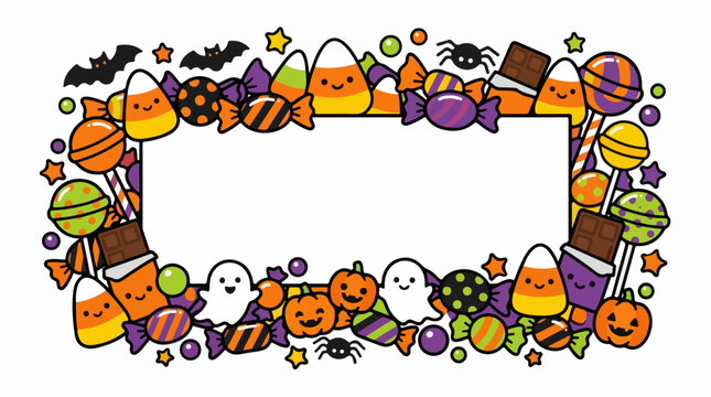 Halloween Candy and Decorations Frame Border
