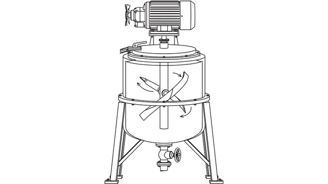 Industrial mixing tank white background.