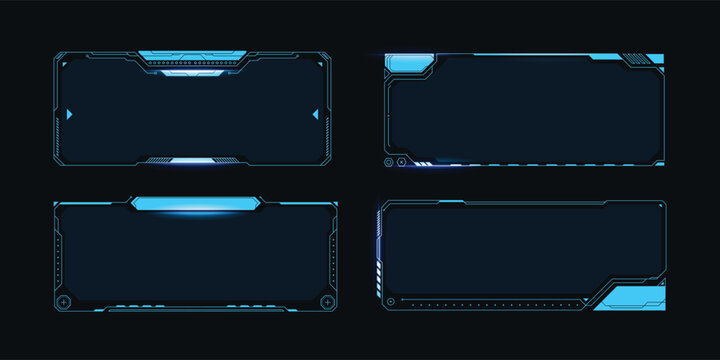 Futuristic blue digital frames for user interface design.