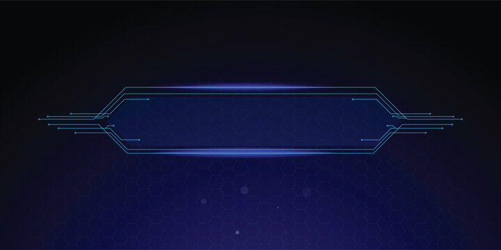 Futuristic blue digital interface with glowing lines and empty space for text.
