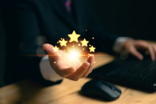 Satisfaction scoring concept after receiving service. Scoring for employees. Online evaluation. 