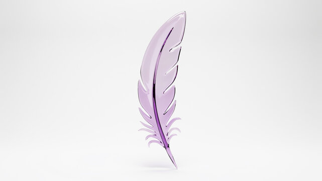 Lilac feather rendering with detailed barbs on transparent background plumage