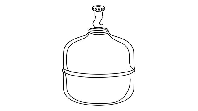 Line art of glass carboy white background.