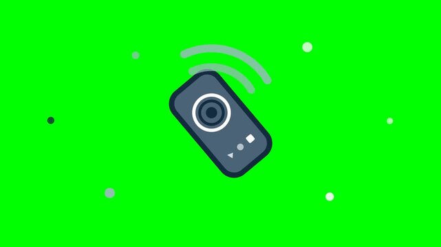 Animated Remote Control Transmitting Wireless Signal on Green Background