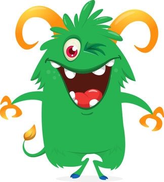 Cartoon Funny and Cute Monster creature with Scary Face Expression illustration for Halloween decoration or Package Design. Vector isolated on white