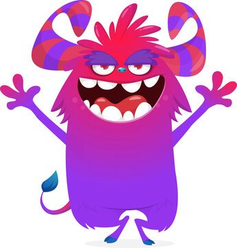 Cartoon Funny and Cute Monster creature with Scary Face Expression illustration for Halloween decoration or Package Design. Vector isolated on white