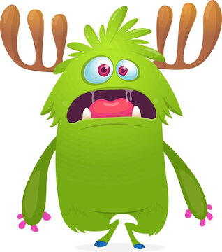 Cartoon Funny and Cute Monster creature with Scary Face Expression illustration for Halloween decoration or Package Design. Vector isolated on white