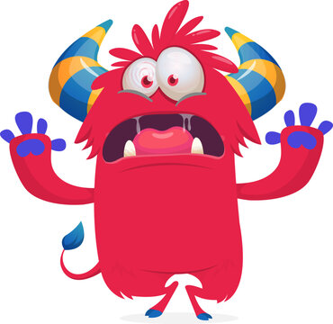 Cartoon Funny and Cute Monster creature with Scary Face Expression illustration for Halloween decoration or Package Design. Vector isolated on white