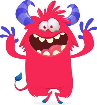 Cartoon Funny and Cute Monster creature with Scary Face Expression illustration for Halloween decoration or Package Design. Vector isolated on white