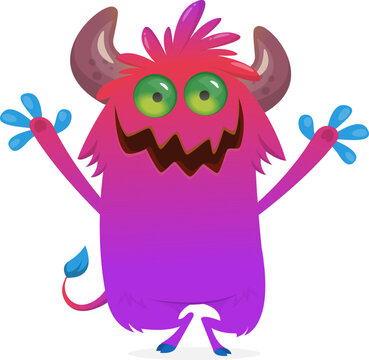 Cartoon Funny and Cute Monster creature with Scary Face Expression illustration for Halloween decoration or Package Design. Vector isolated on white