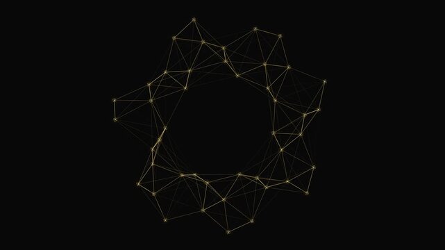 Abstract golden geometric network structure on a dark background wallpaper