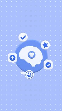 Mental health care and emotional intelligence concept animation in vertical video format, suitable for wellness, psychology, self care, education, personal growth, and emotional wellbeing content.