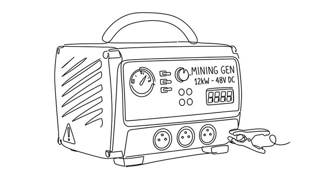 Line art portable generator white background.
