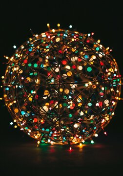 Sphere of Colorful Christmas Lights