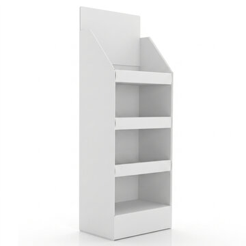 3D Render of Blank White POSM Corrugated Floor Display Stand Mockup