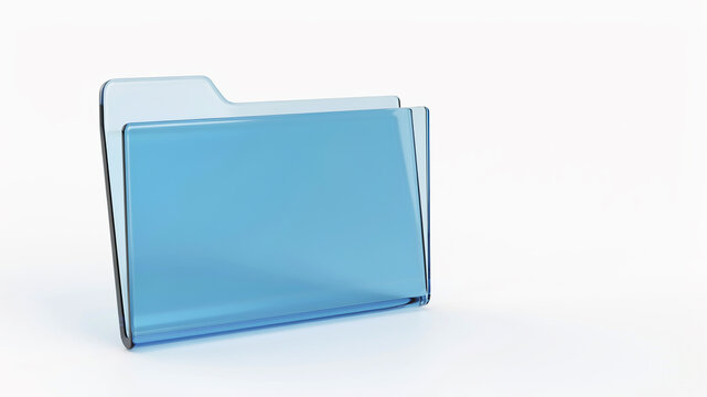 Blue folder with open flap 3d render on transparent background