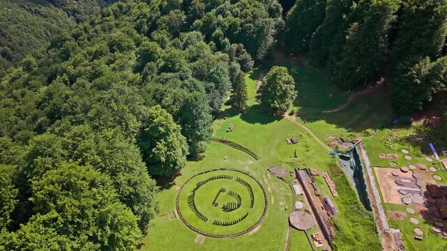 Aerial View of Great Circular Sanctuary at Sarmizegetusa Regia
