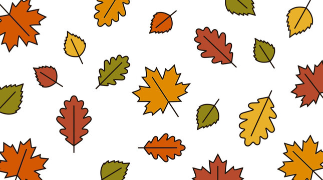 Autumn leaves pattern, a festive and colorful depiction of fall foliage in a seamless design, perfect for seasonal decorations and themes