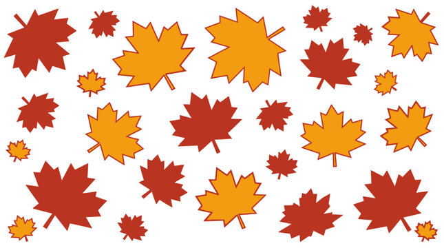 Decorative autumn maple leaves collection featuring vibrant red orange and yellow colors for fall season design