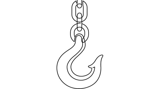 Isolated hook with chain on white background.