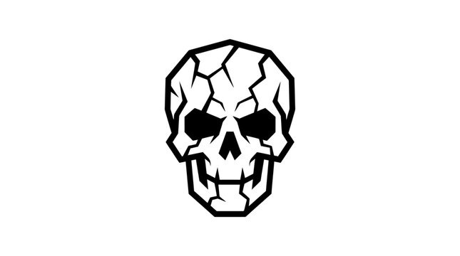Cracked Skull Icon - Abstract Geometric Design