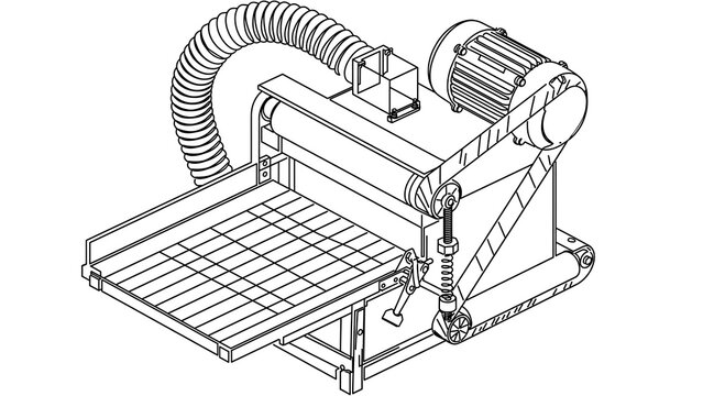Industrial printing press machine white background.