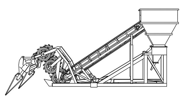 Industrial conveyor system white background.