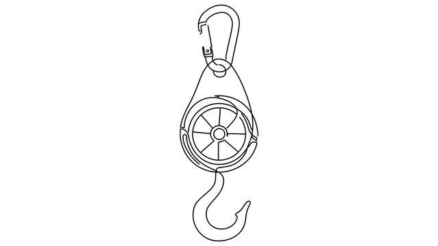 Industrial pulley hook on white background.