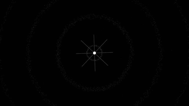 Minimalist geometric design with a central point and radiating circles