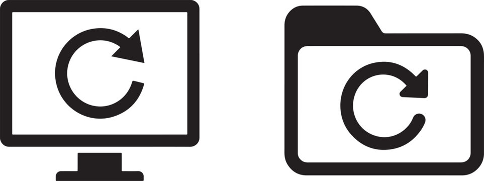 Computer sync and folder refresh backup outline icon