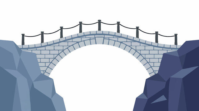 Illustration of a stone arch bridge spanning a chasm between rocky cliffs